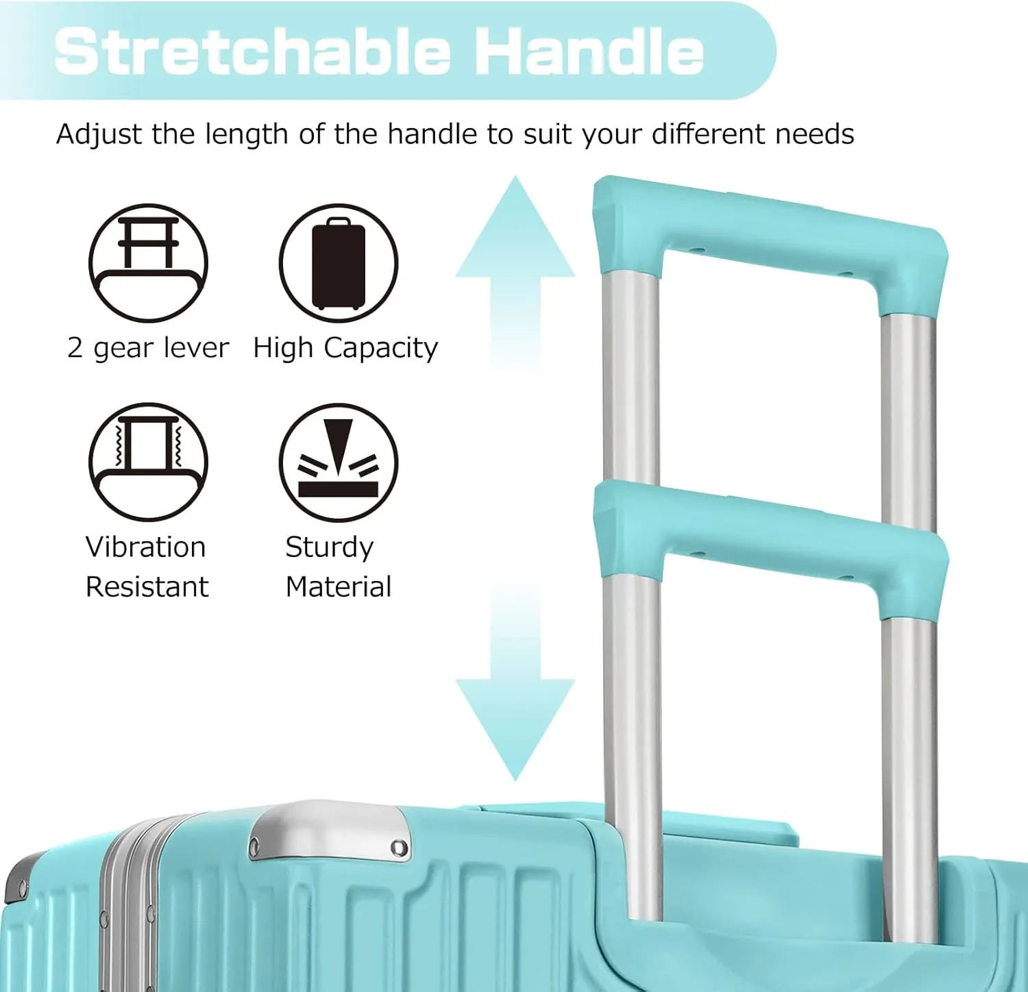 AnyZip Luggage Aluminium Frame Suitcase PC ABS Hard Shell TSA Lock No Zipper 24In Mint Green