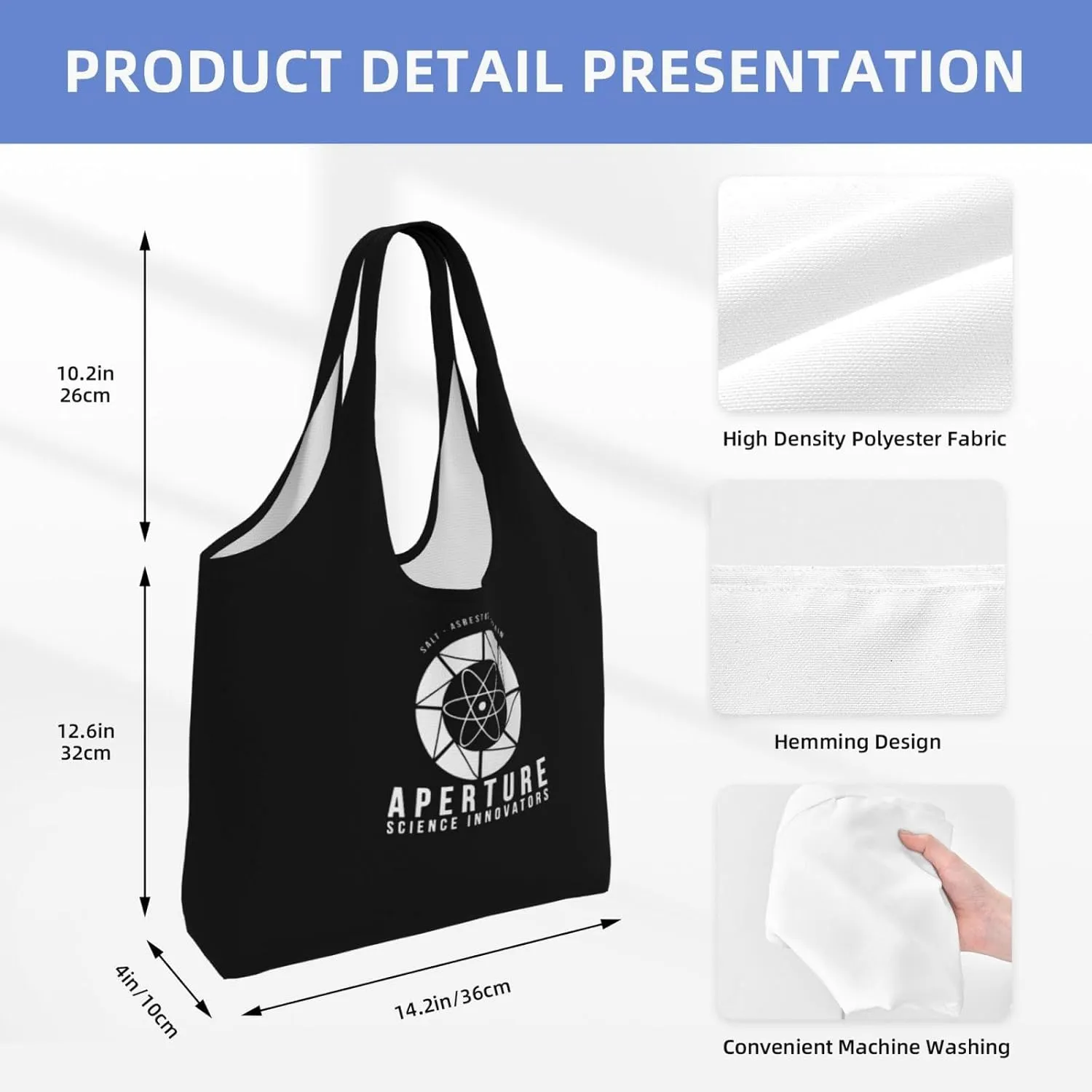 Aperture Science Innovators Canvas Tote Bags Women'S Large-Capacity Bag