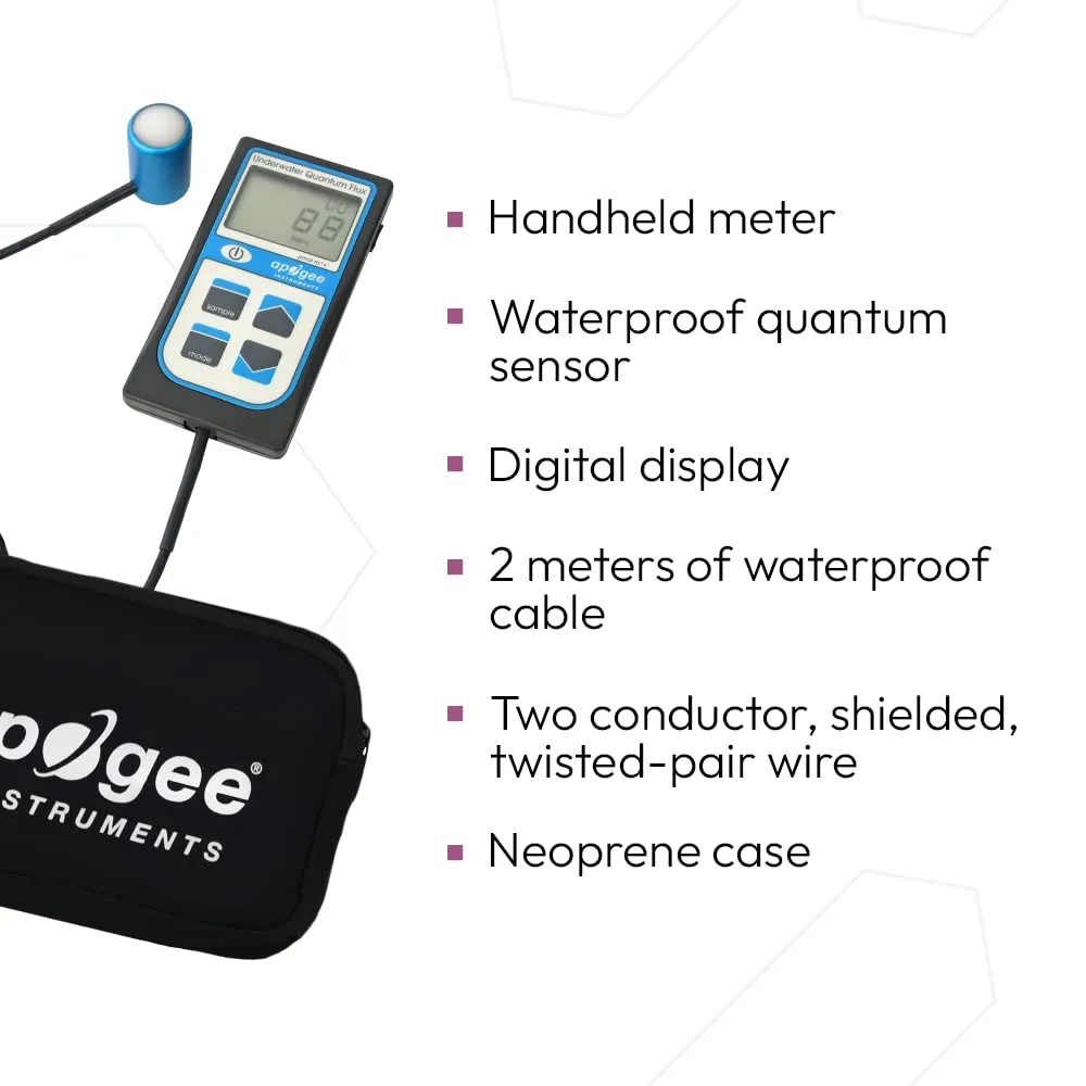 Apogee Instruments MQ-510 Full-Spectrum Quantum PAR Meter, for Underwater/Reef Tank Precision Light Measurement - All Light Sources Including LEDs