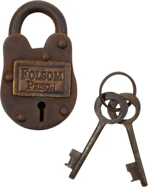 Artisan Owl Cast Iron Folsom Prison Padlock with 2 Working Keys - Rustic Antique Finish, Vintage-Style Collectible Hardware for Home Decor