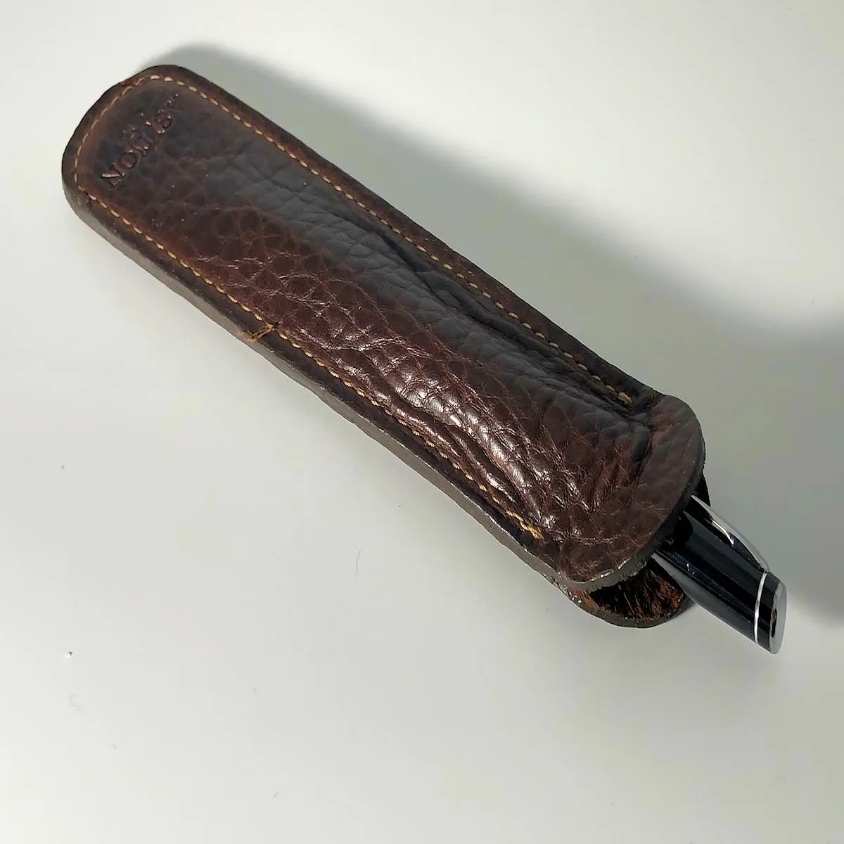 Aston Leather Pen Slip - Brown Single (Leather Pen/Pencil Holder Slip)