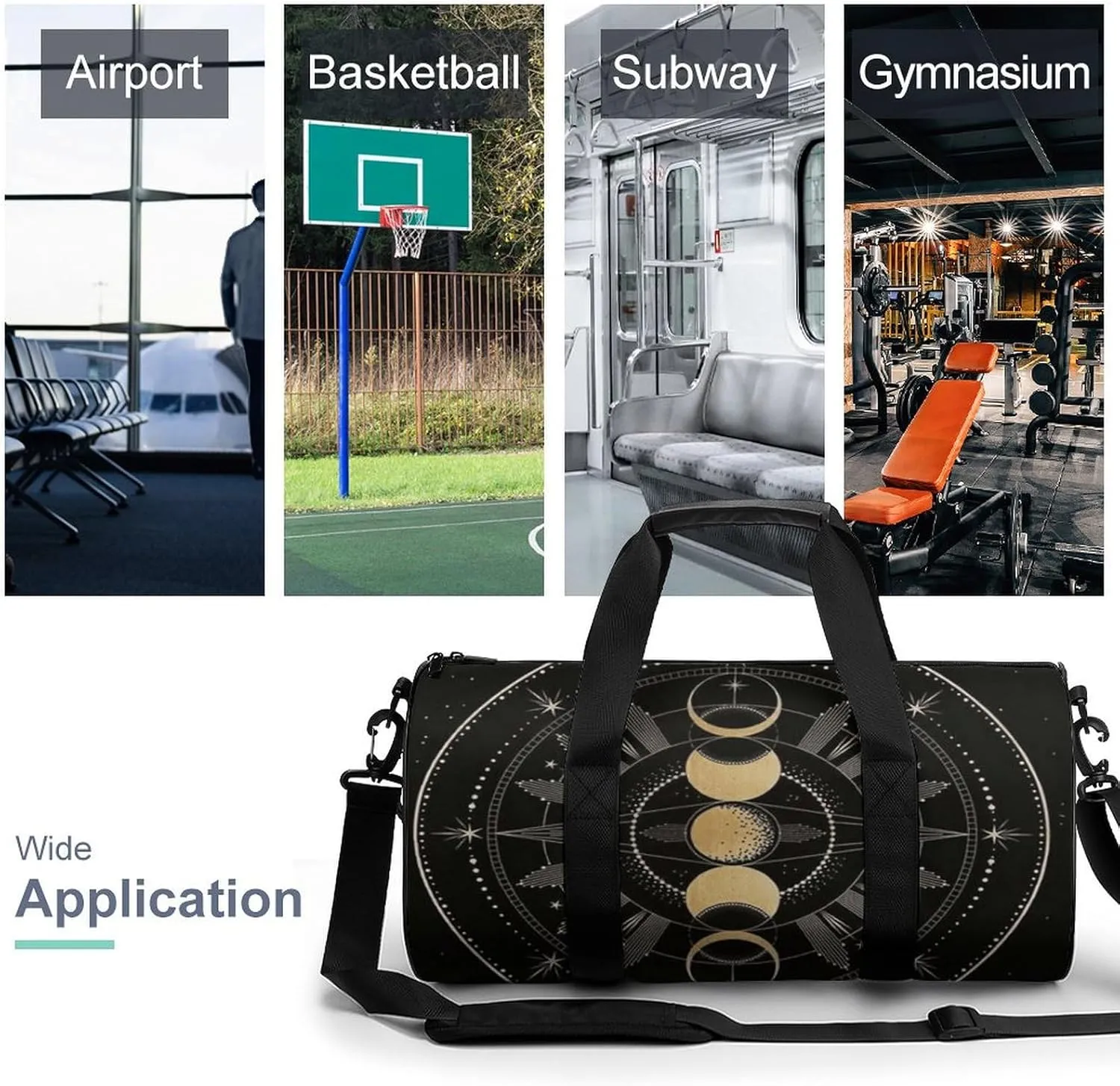 Astronomical Phenomenon Map of Solar Eclipse And Lunar Eclipse Art Large Capacity Cylindrical Fitness Bag, Hand-held Fitness Bag