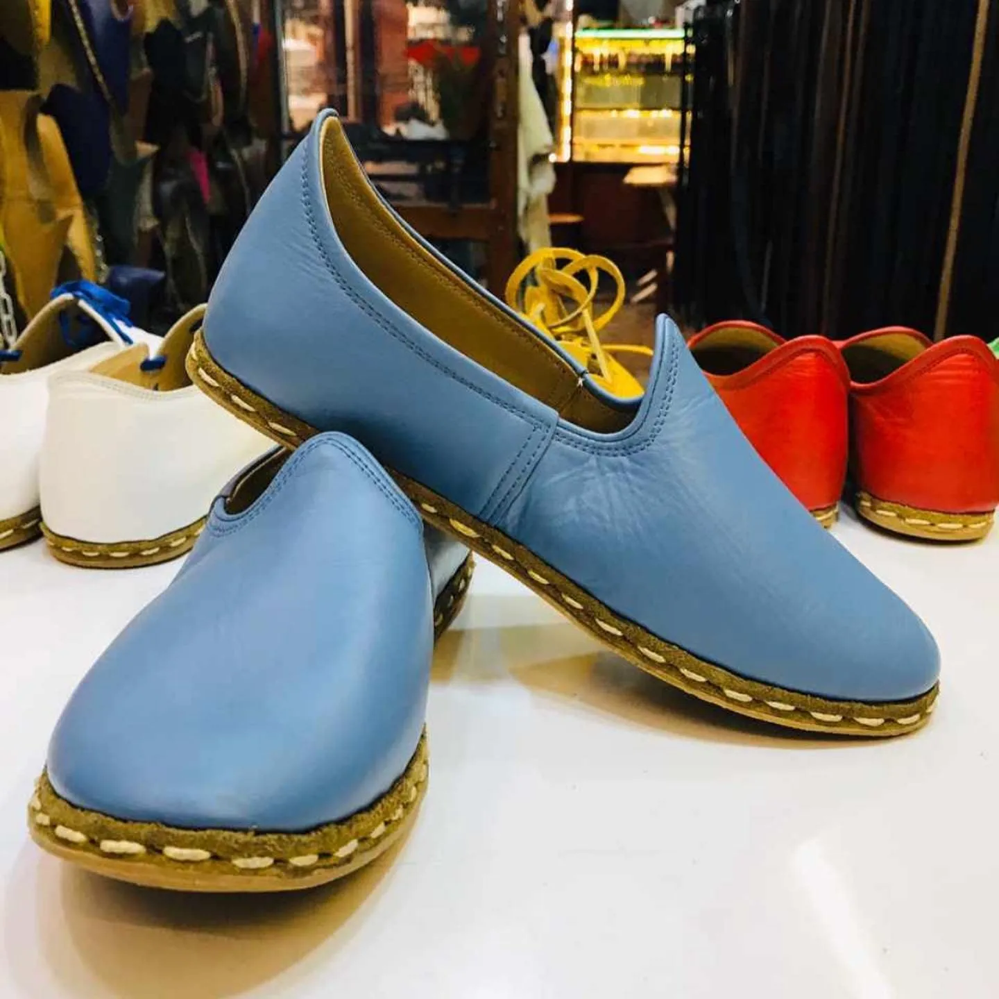 Authentic 100% Handmade Genuine Leather Women's Turkish Carik Slippers - Lightweight - Breathable (7.5, Camel Nubuck)