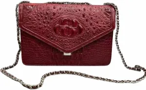 Authentic Alligator Leather Women's Chain Strap Envelop Bag Genuine Crocodile Skin Lady Single Shoulder Bag Female Purse