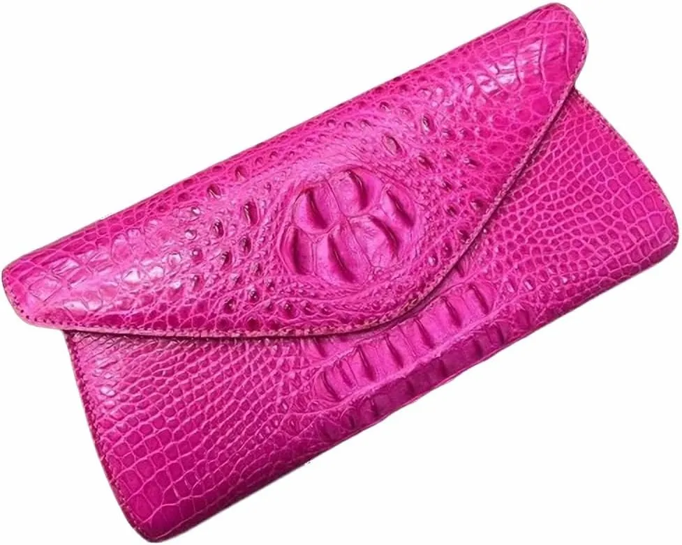 Authentic Crocodile Skin Women's Envelop Clutch Genuine Alligator Leather Lady Chain Purse Bag Female Cross Shoulder Bag