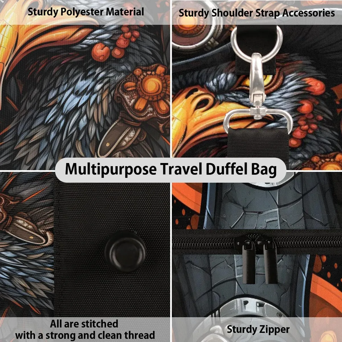 Autumn Heritage Turkey Travel Duffel Bag for Women Men Waterproof Foldable Overnight Weekender Bag Large Capacity Sports Gym Bag