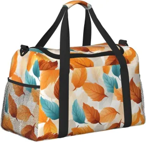 Autumn Orange Leaves Duffle Bag Foldable Travel Tote Bag Carry On Large Weekender Overnight Bags Waterproof Gym Bag For Women Men