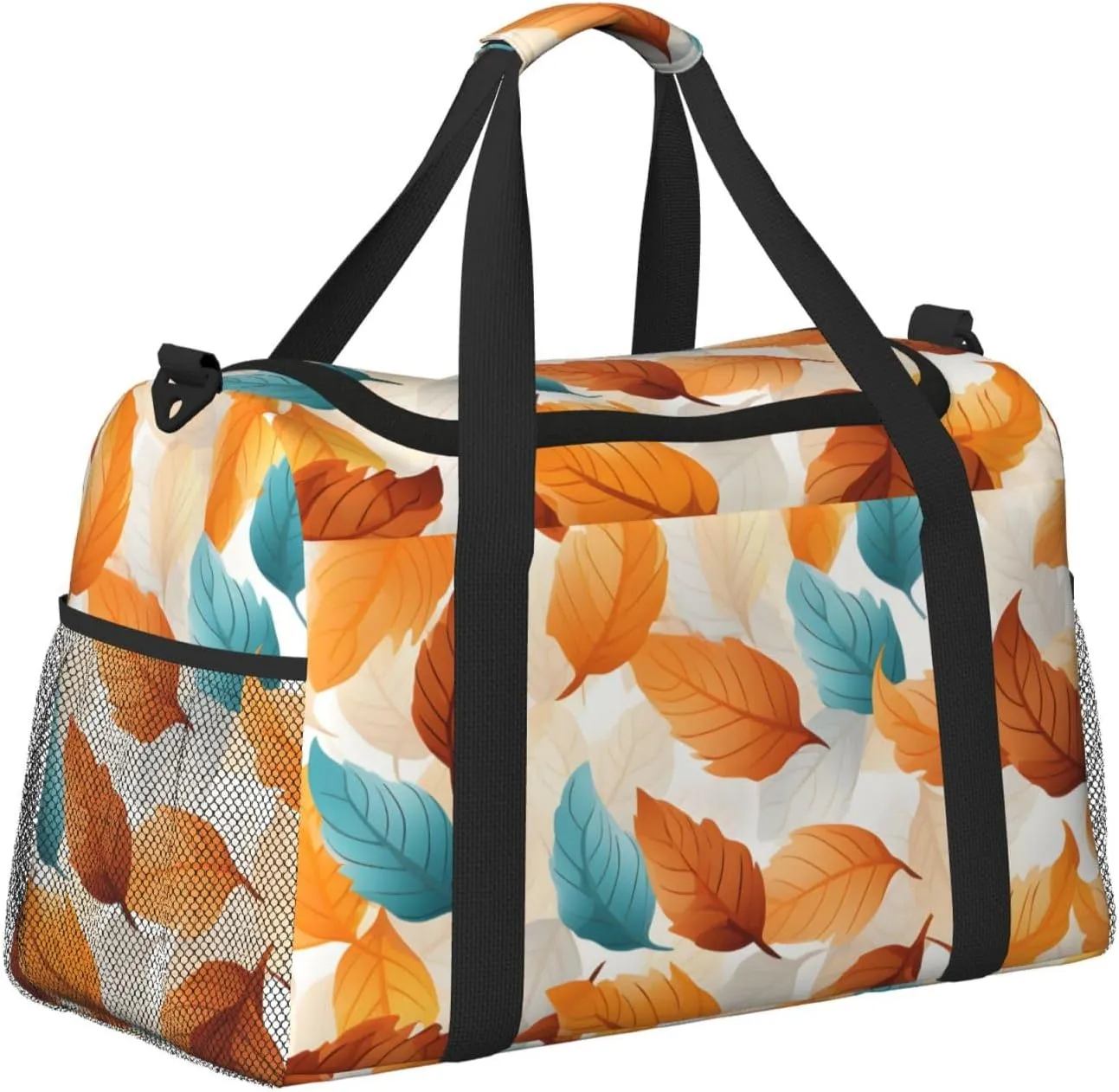Autumn Orange Leaves Duffle Bag Foldable Travel Tote Bag Carry On Large Weekender Overnight Bags Waterproof Gym Bag For Women Men