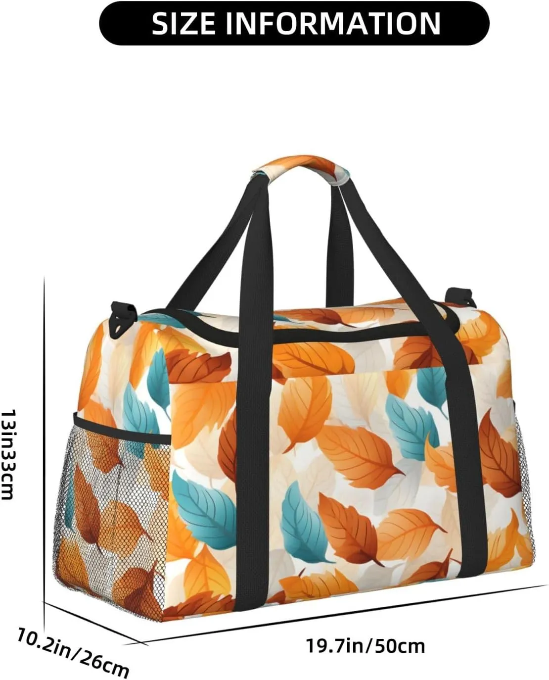Autumn Orange Leaves Duffle Bag Foldable Travel Tote Bag Carry On Large Weekender Overnight Bags Waterproof Gym Bag For Women Men