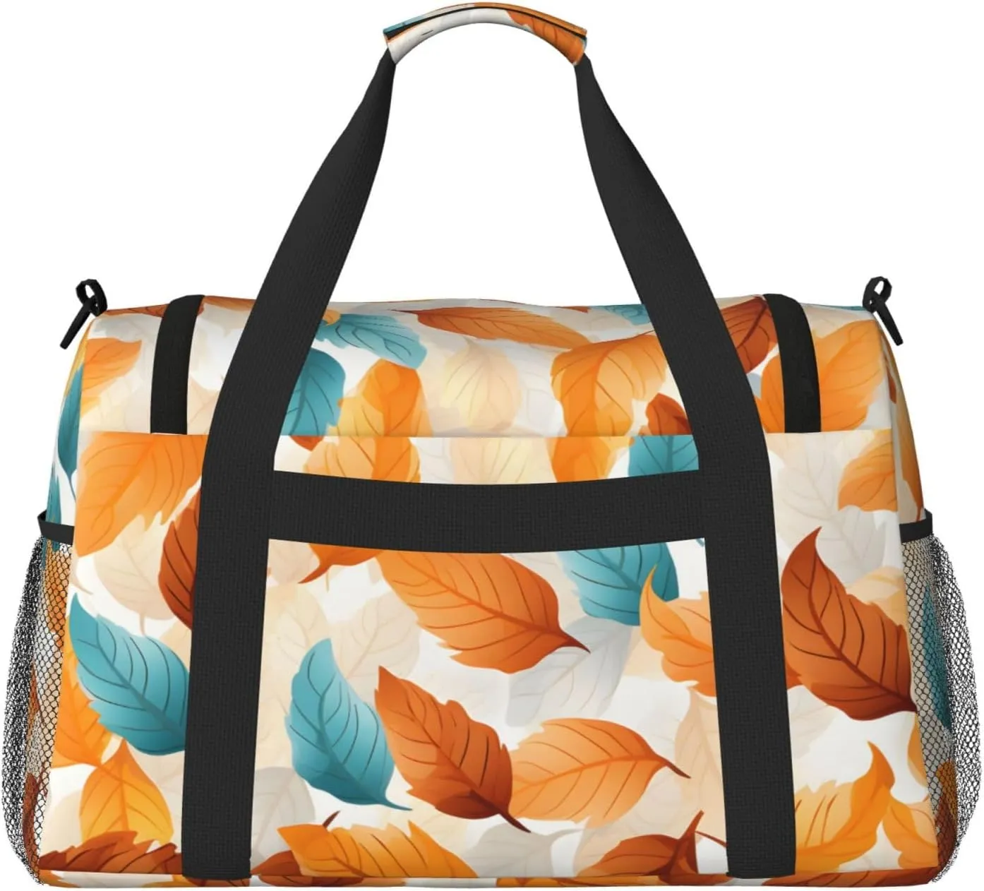 Autumn Orange Leaves Duffle Bag Foldable Travel Tote Bag Carry On Large Weekender Overnight Bags Waterproof Gym Bag For Women Men