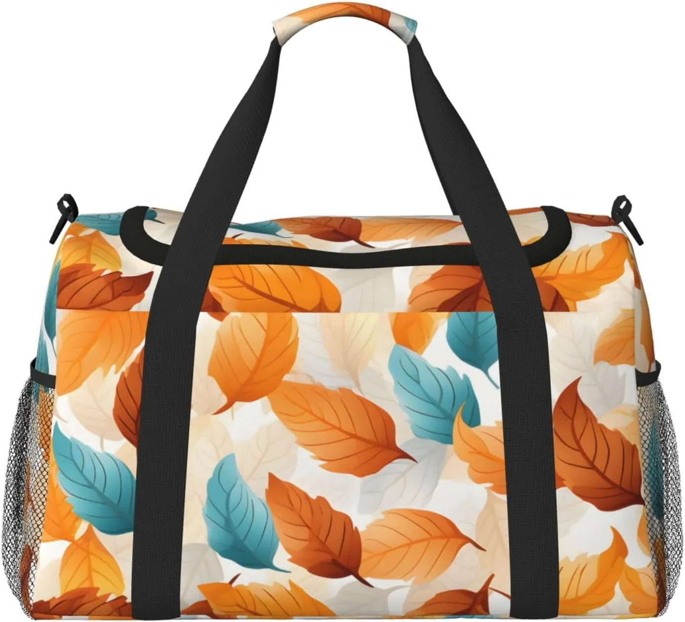 Autumn Orange Leaves Duffle Bag Foldable Travel Tote Bag Carry On Large Weekender Overnight Bags Waterproof Gym Bag For Women Men