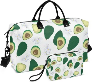Avocado and Fruit Pulp Travel Duffle Bag, Large Weekender Overnight Bags for Women Men Waterproof Carry on Shoulder Tote Bags for Hospital Maternity Mommy Gym with Toiletry Bag
