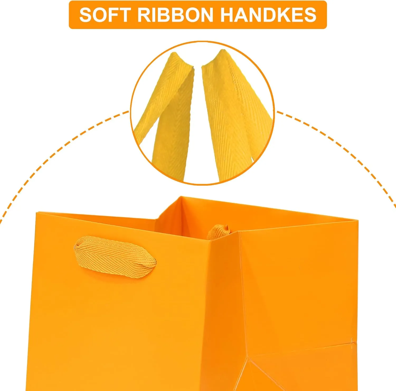 AZOWA Orange Square Gift Bags with Tissue - 6 Inch Paper Bags with Handles Birthday Party Favor Christmas Wedding Gift Box Flowers Decoration (10 PCS, 6x6x6 in)