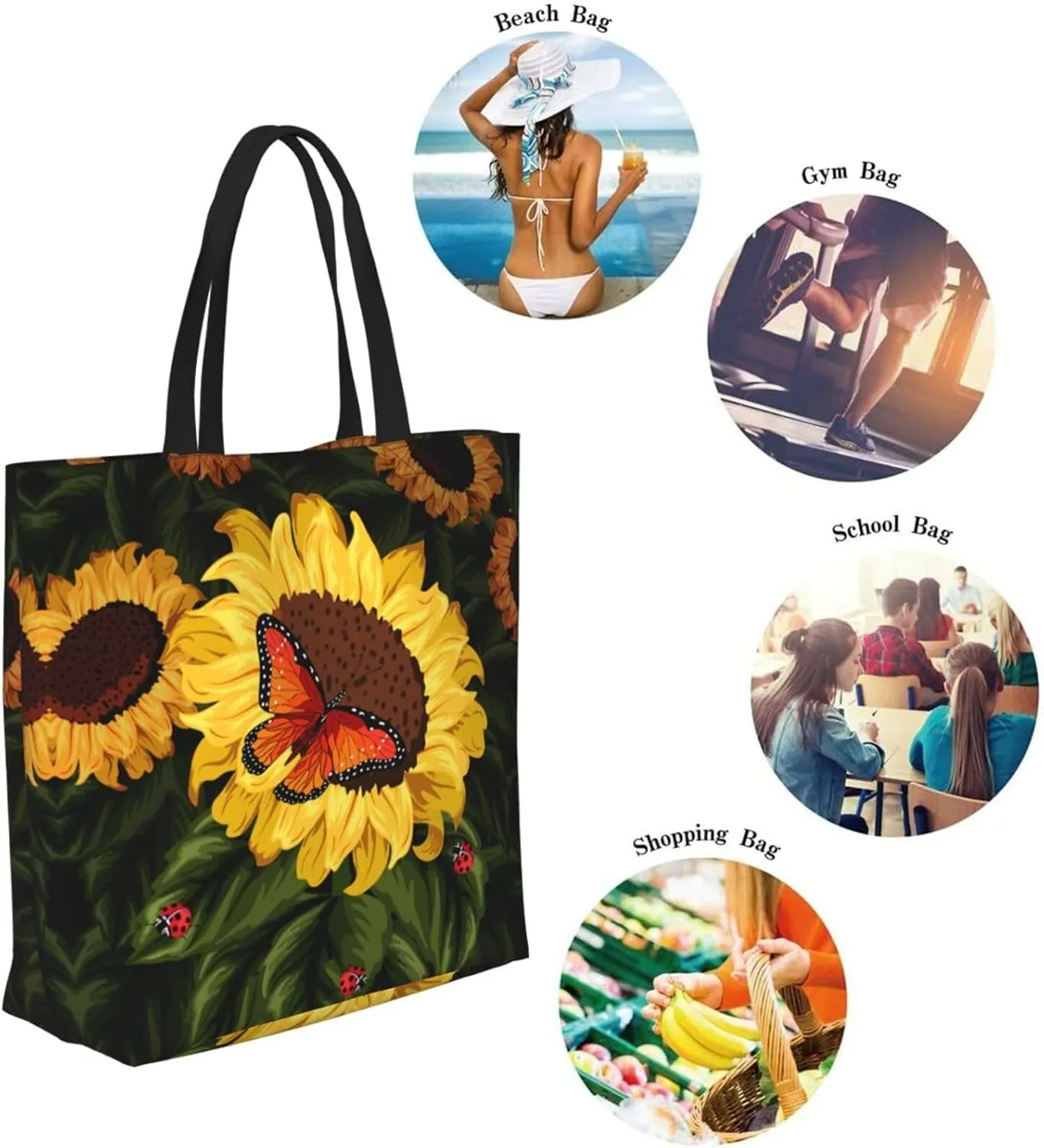 Baby Chicks Reusable Grocery bags Big Capacity Shopping Bag Canvas Shoulder Tote Handbag for Women Girls