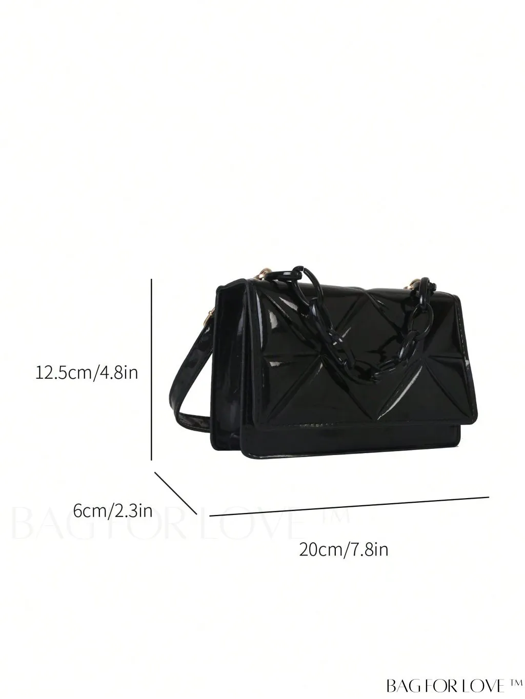 BagForLove - Blue Geometric Embossed Mini PU Square Bag with Chain DÃ©cor
