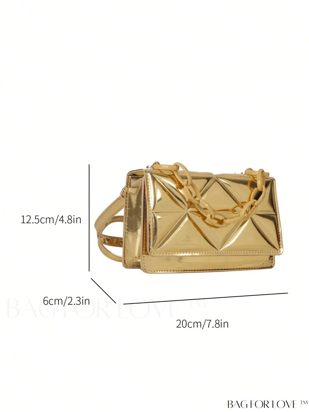 BagForLove - Blue Geometric Embossed Mini PU Square Bag with Chain DÃ©cor