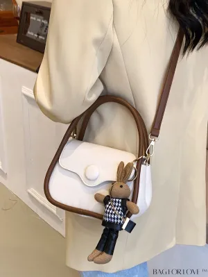 BagForLove - Chic Color Contrast Womens Diagonal Shoulder Bag with Portable Charm