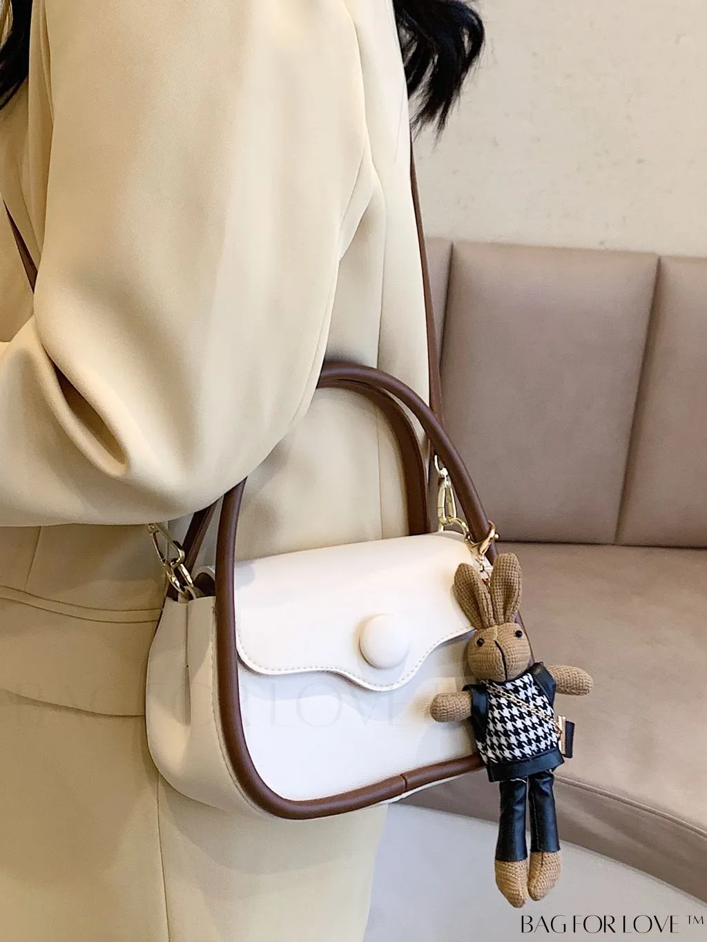 BagForLove - Chic Color Contrast Womens Diagonal Shoulder Bag with Portable Charm