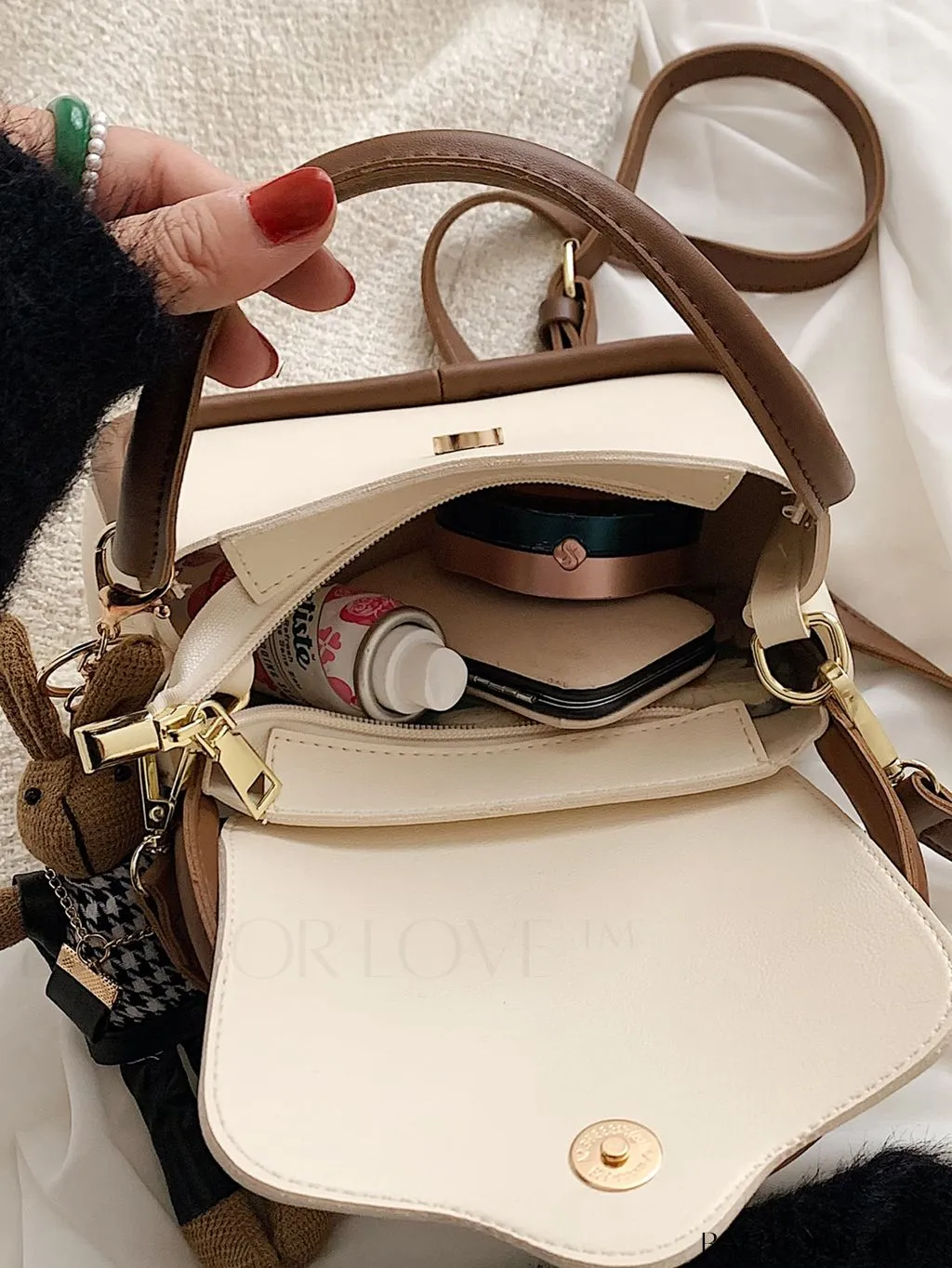 BagForLove - Chic Color Contrast Womens Diagonal Shoulder Bag with Portable Charm