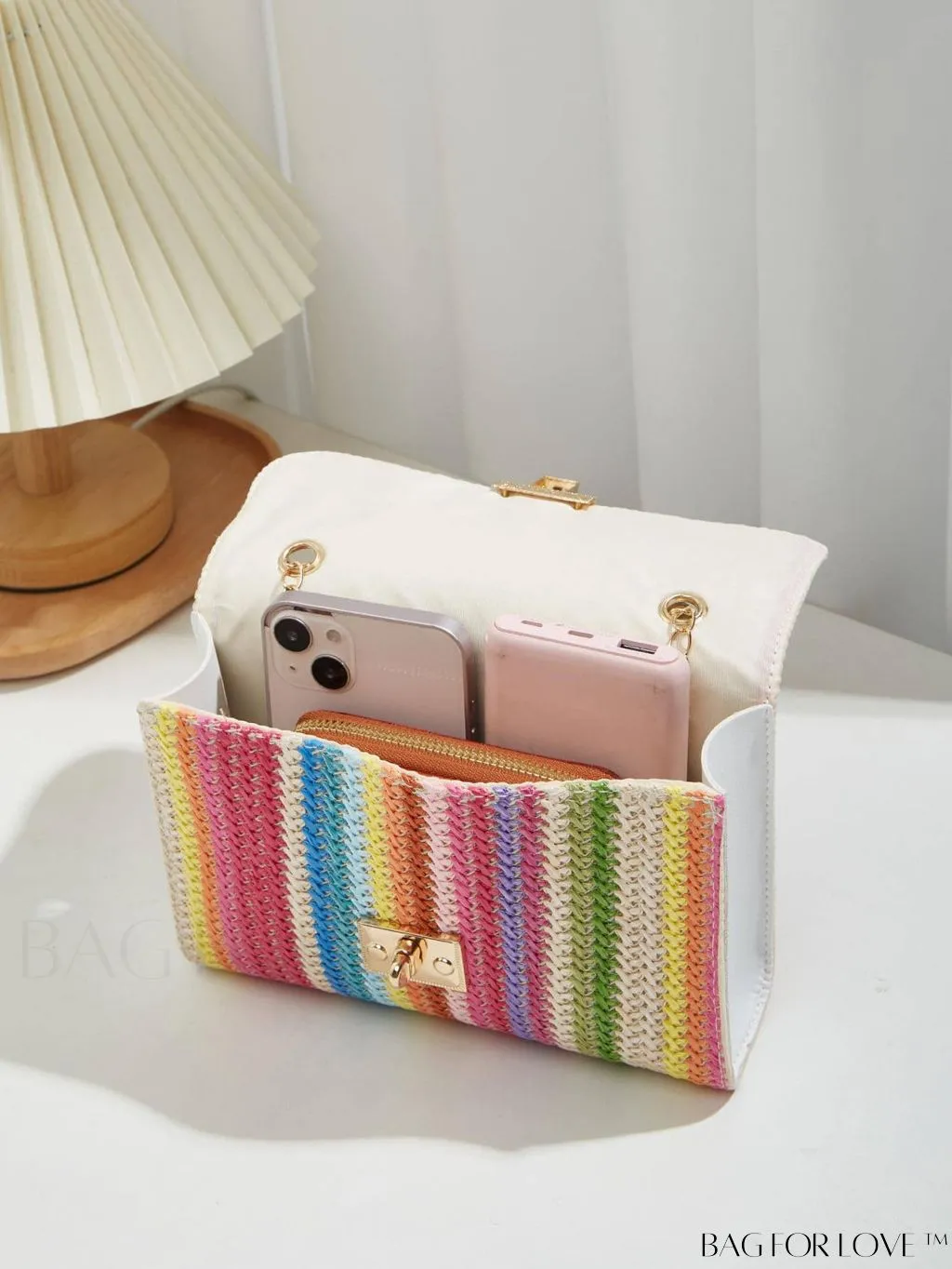 BagForLove - Compact PU Square Bag with Stitch Detail and Turn-lock Closure