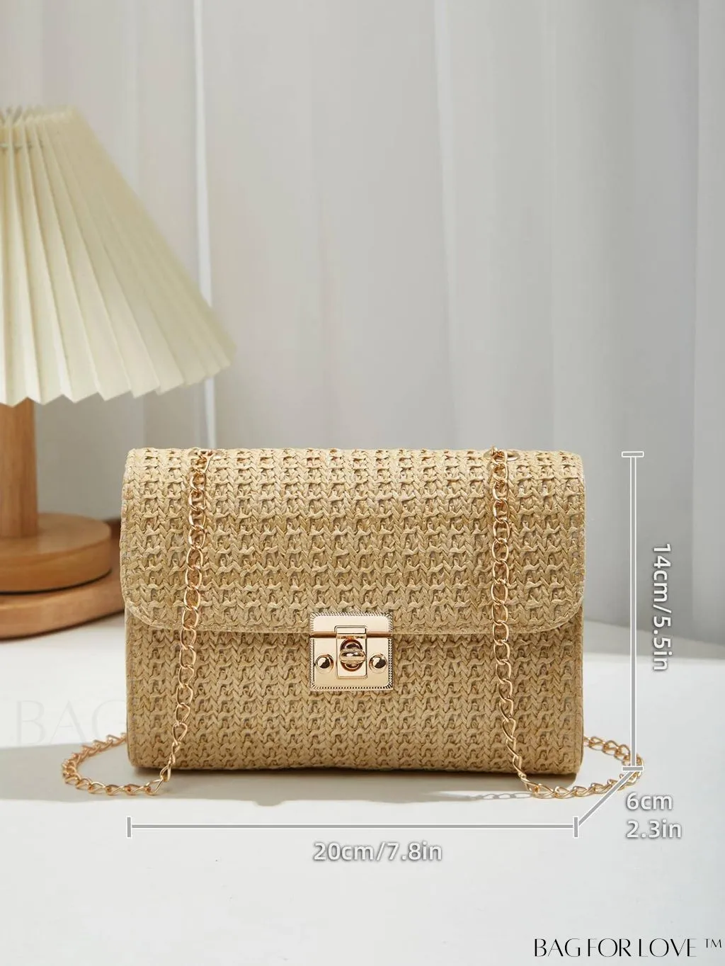BagForLove - Compact PU Square Bag with Stitch Detail and Turn-lock Closure