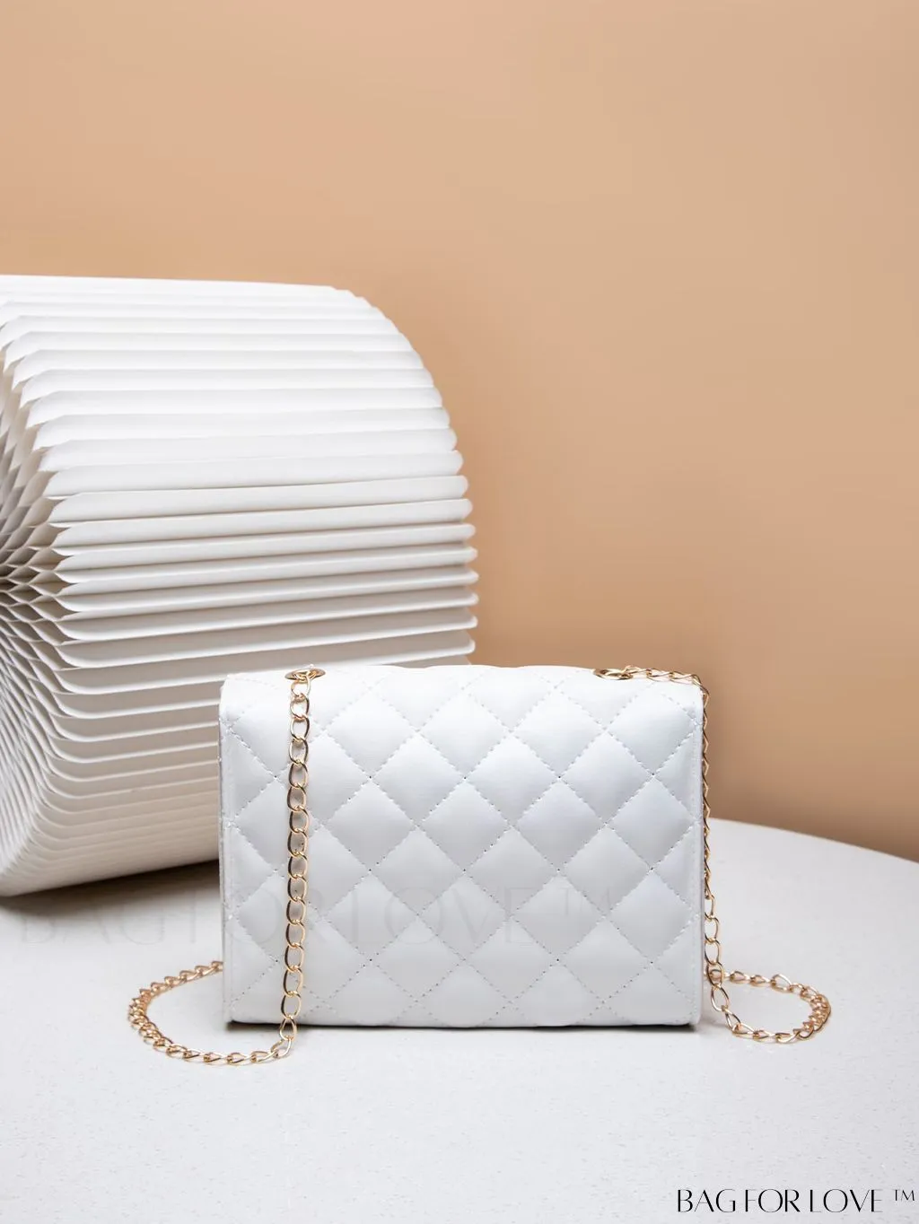 BagForLove - Compact PU Square Bag with Stitch Detail and Turn-lock Closure