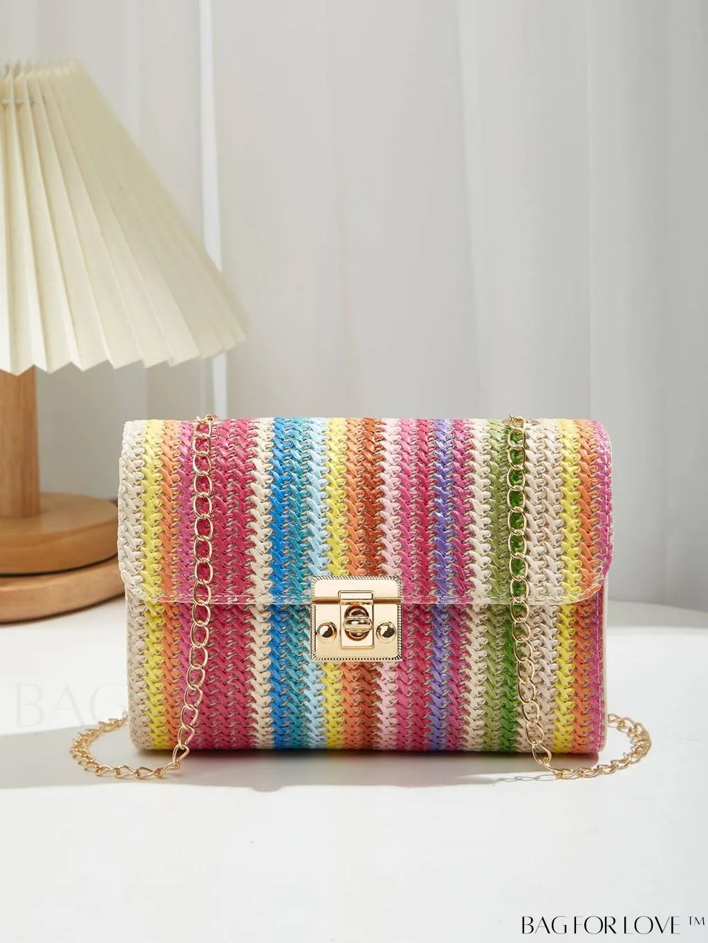 BagForLove - Compact PU Square Bag with Stitch Detail and Turn-lock Closure