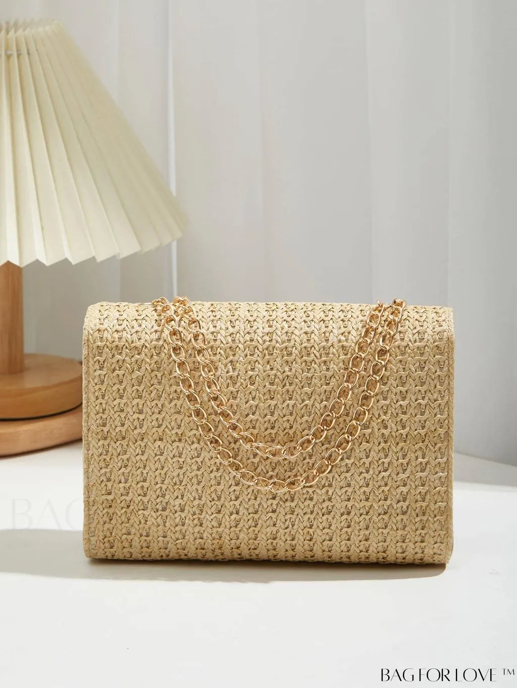 BagForLove - Compact PU Square Bag with Stitch Detail and Turn-lock Closure