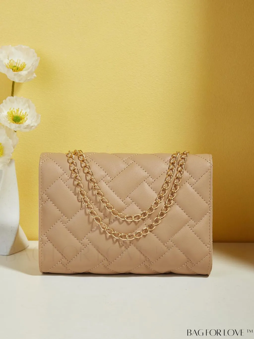 BagForLove - Compact PU Square Bag with Stitch Detail and Turn-lock Closure