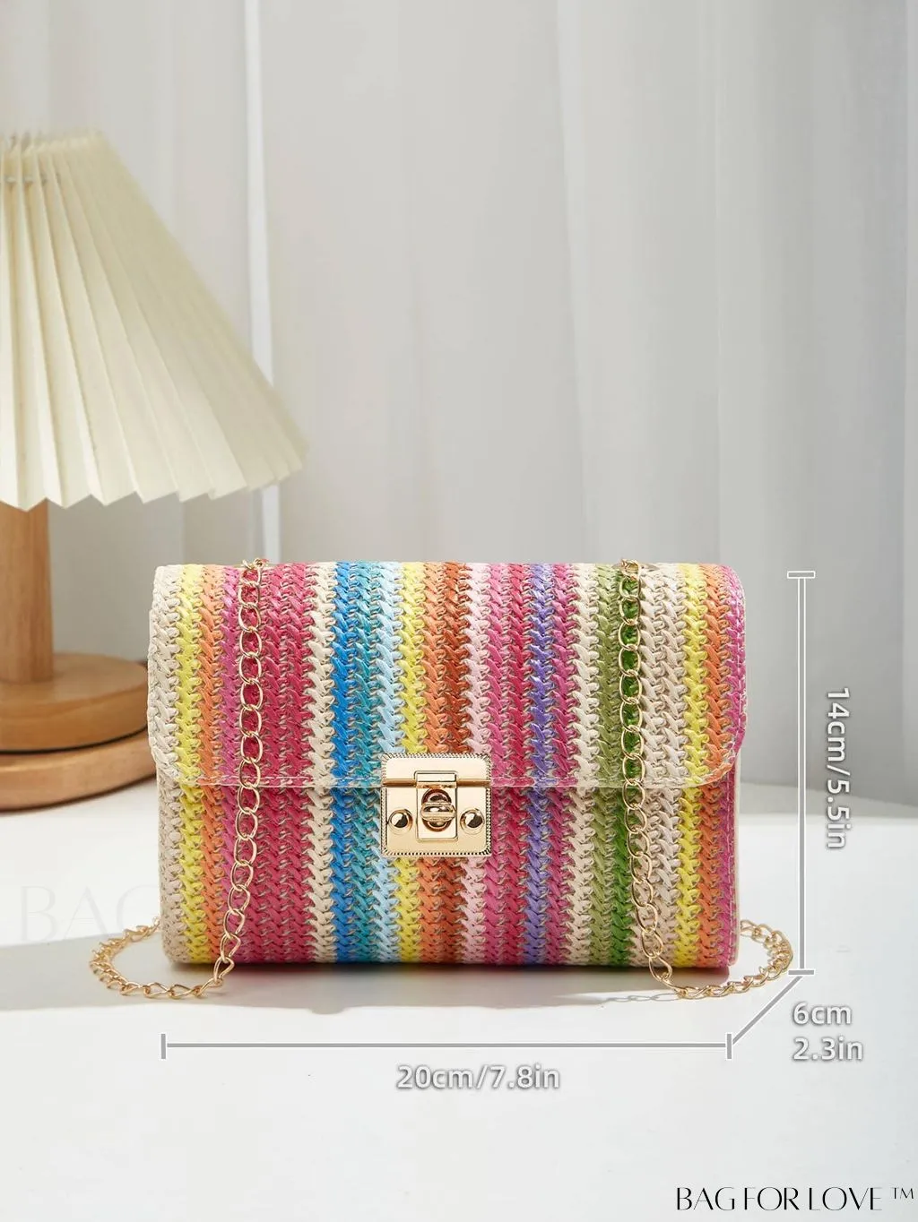 BagForLove - Compact PU Square Bag with Stitch Detail and Turn-lock Closure