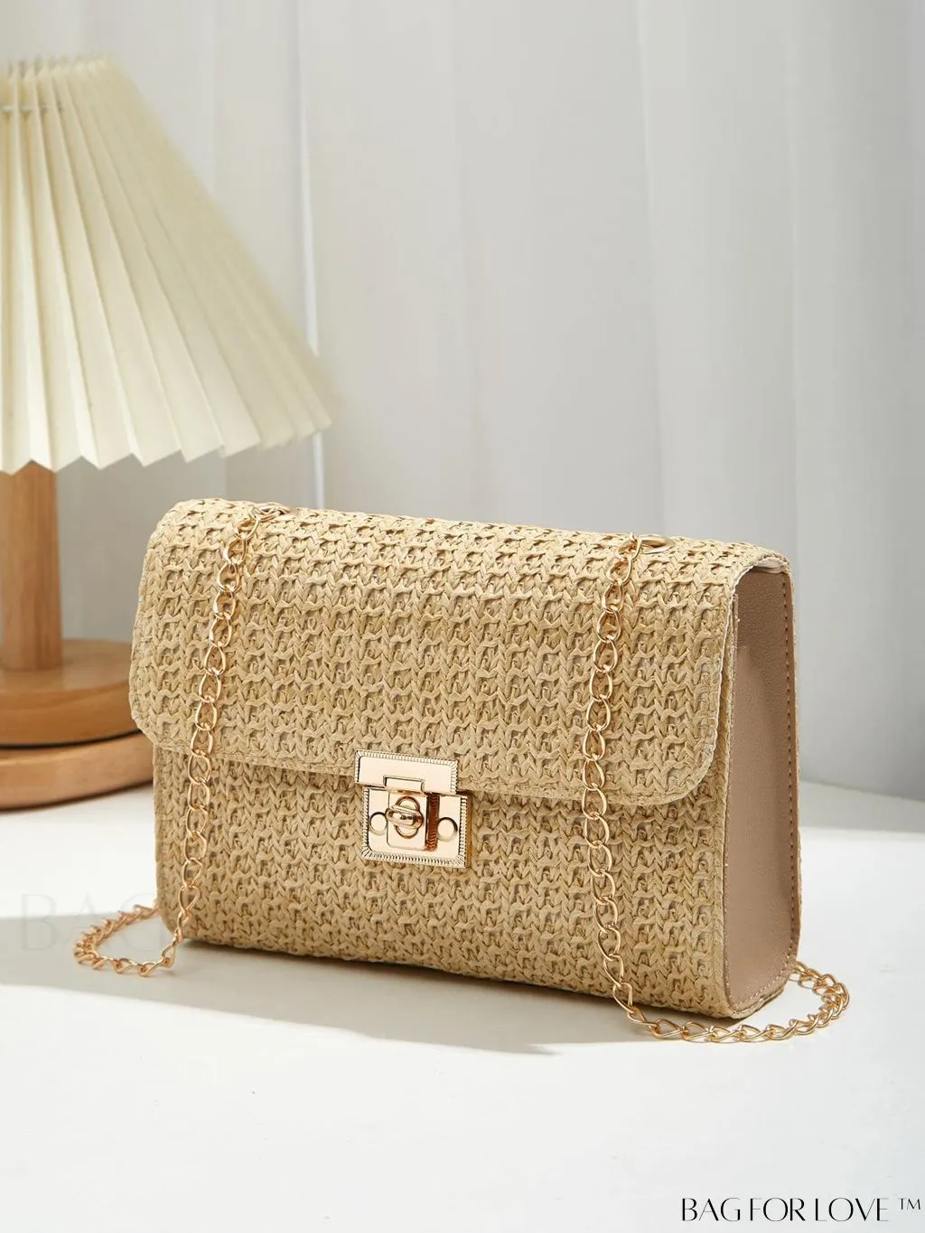 BagForLove - Compact PU Square Bag with Stitch Detail and Turn-lock Closure