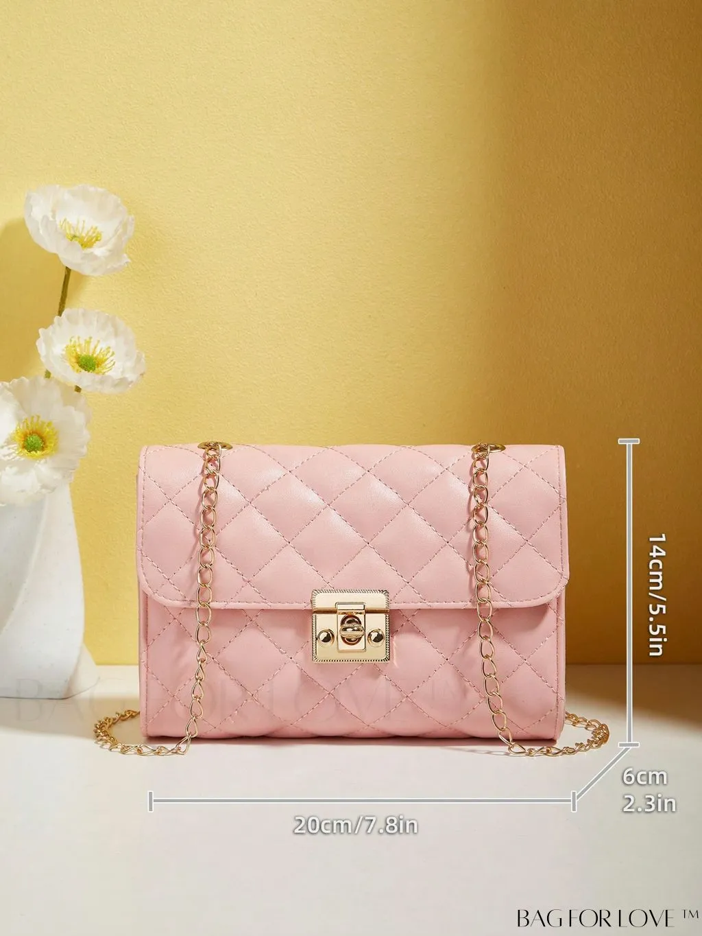 BagForLove - Compact PU Square Bag with Stitch Detail and Turn-lock Closure