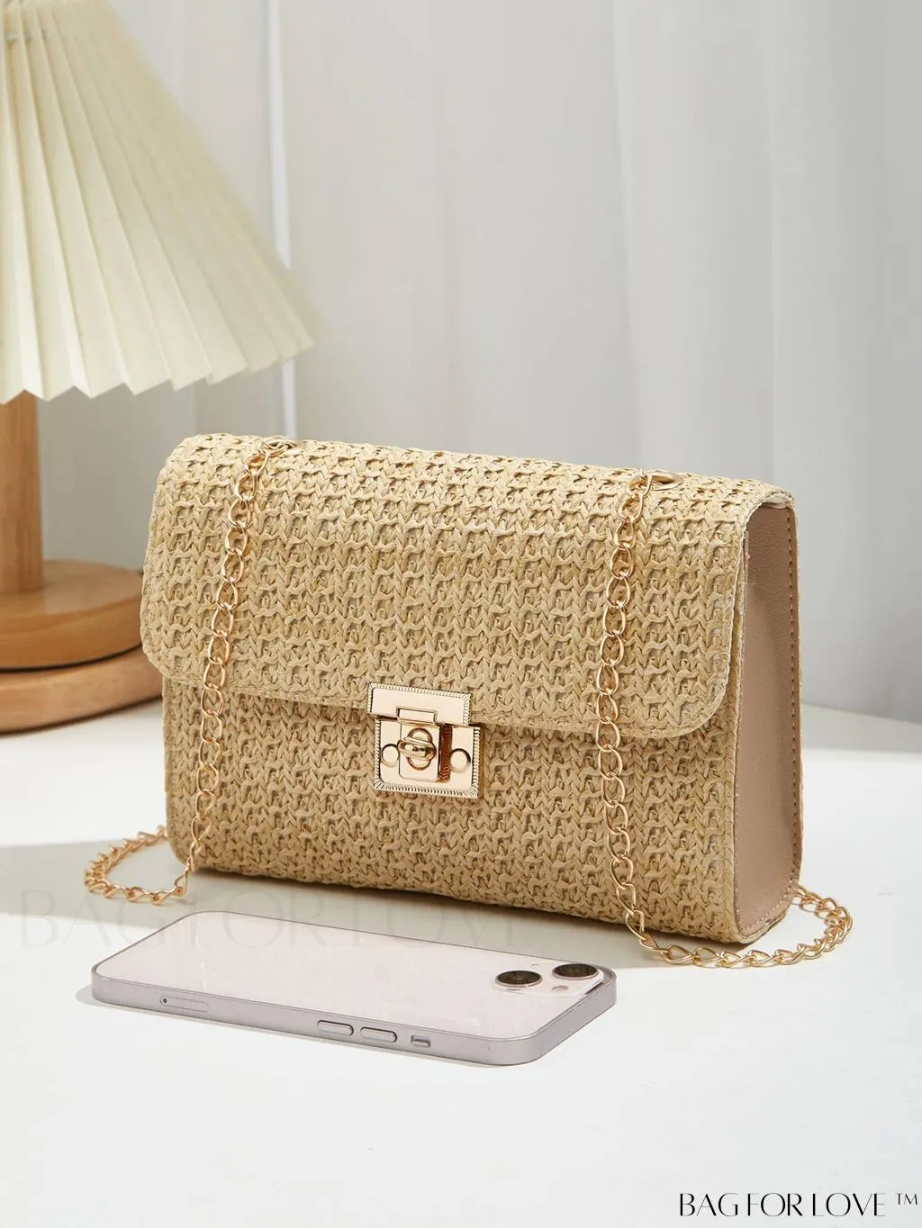 BagForLove - Compact PU Square Bag with Stitch Detail and Turn-lock Closure