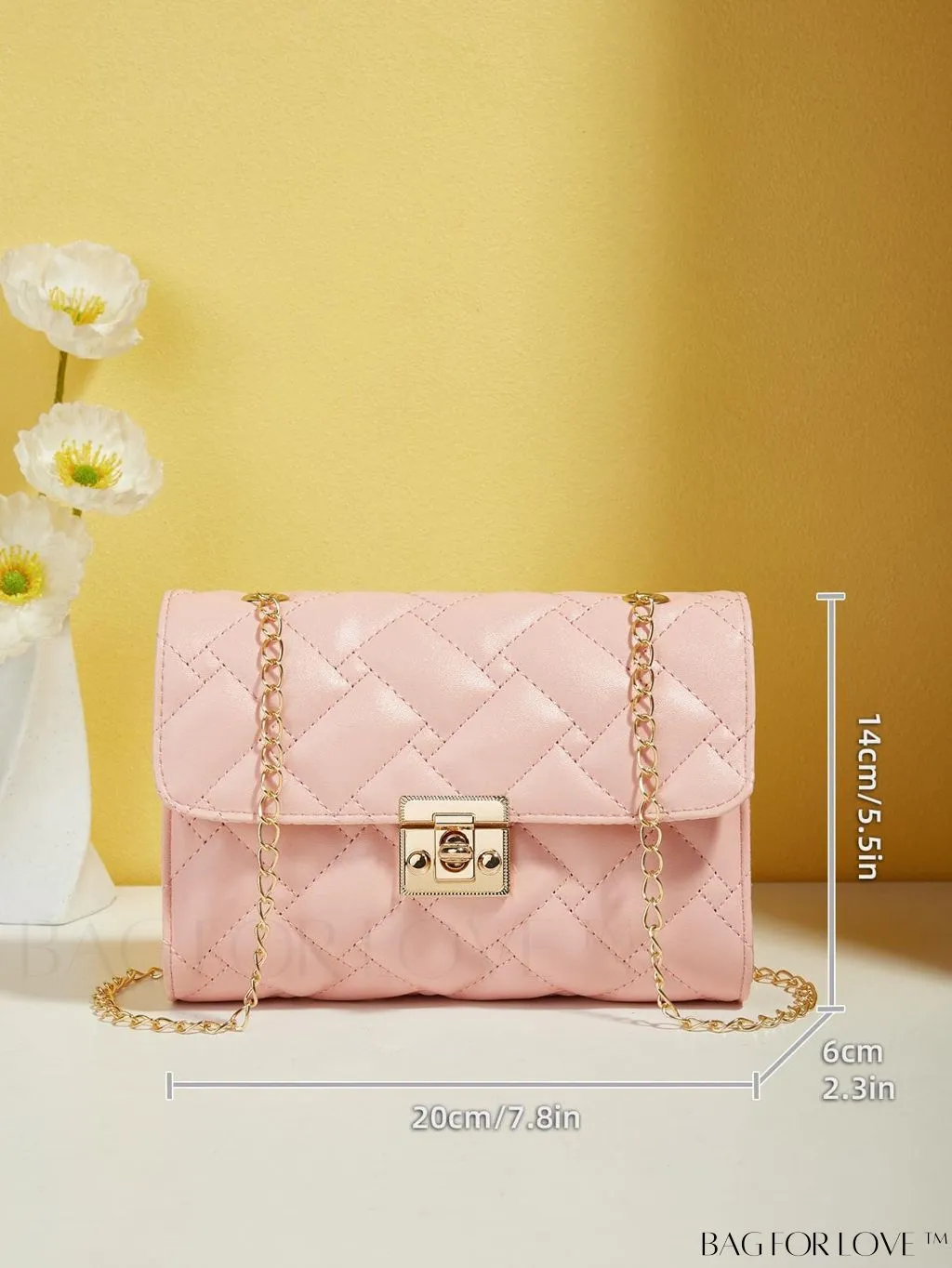 BagForLove - Compact PU Square Bag with Stitch Detail and Turn-lock Closure