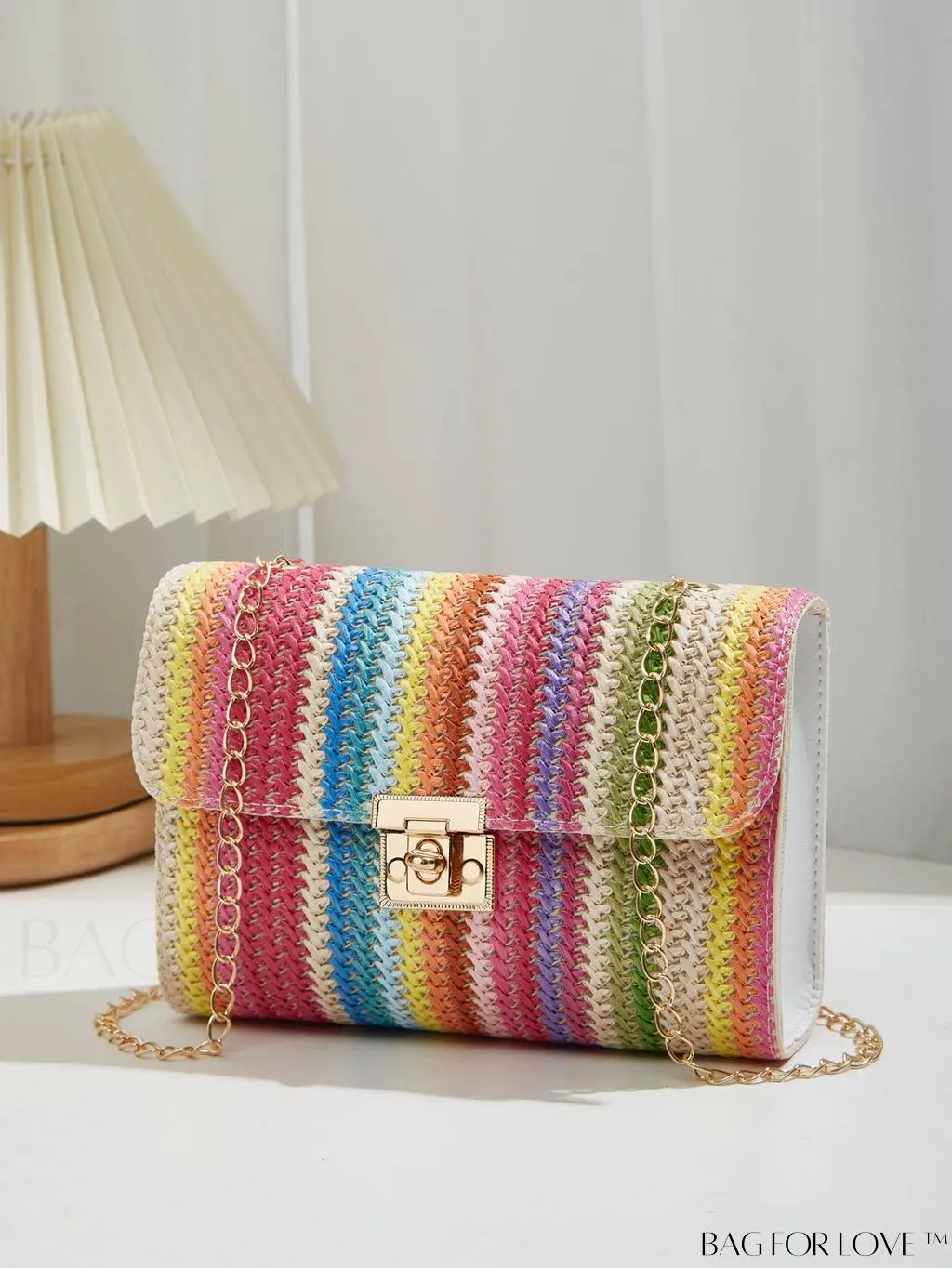 BagForLove - Compact PU Square Bag with Stitch Detail and Turn-lock Closure