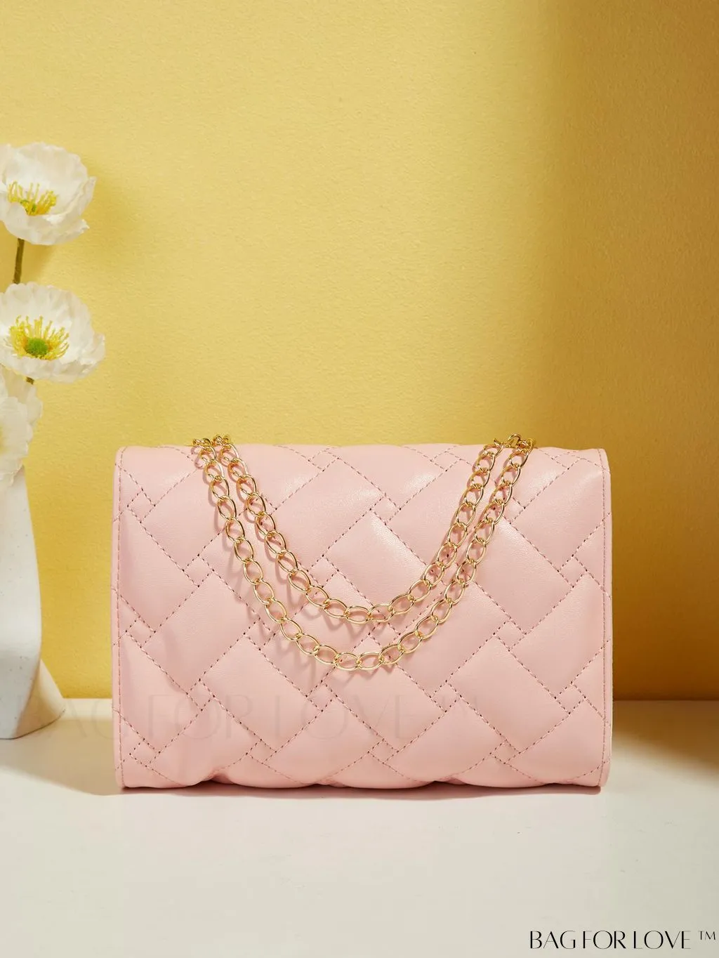 BagForLove - Compact PU Square Bag with Stitch Detail and Turn-lock Closure