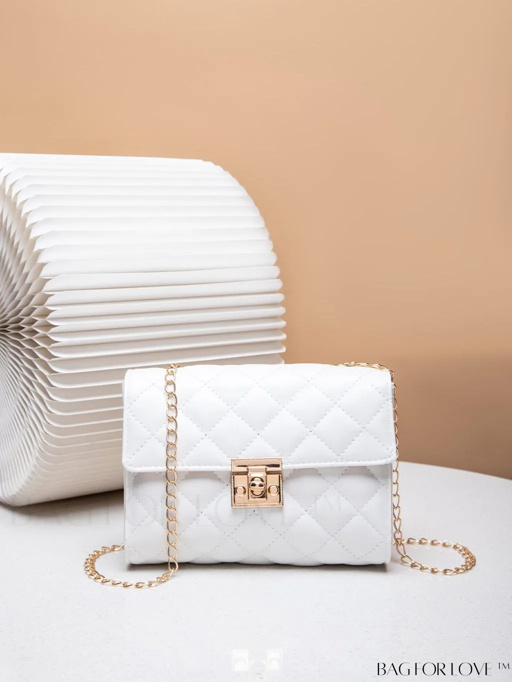 BagForLove - Compact PU Square Bag with Stitch Detail and Turn-lock Closure