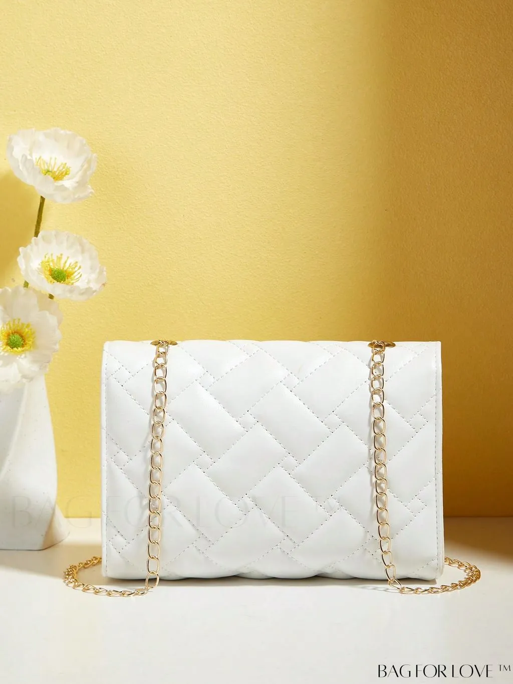 BagForLove - Compact PU Square Bag with Stitch Detail and Turn-lock Closure