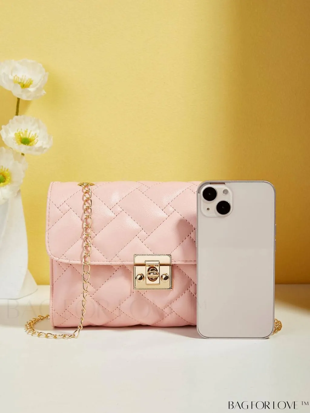 BagForLove - Compact PU Square Bag with Stitch Detail and Turn-lock Closure