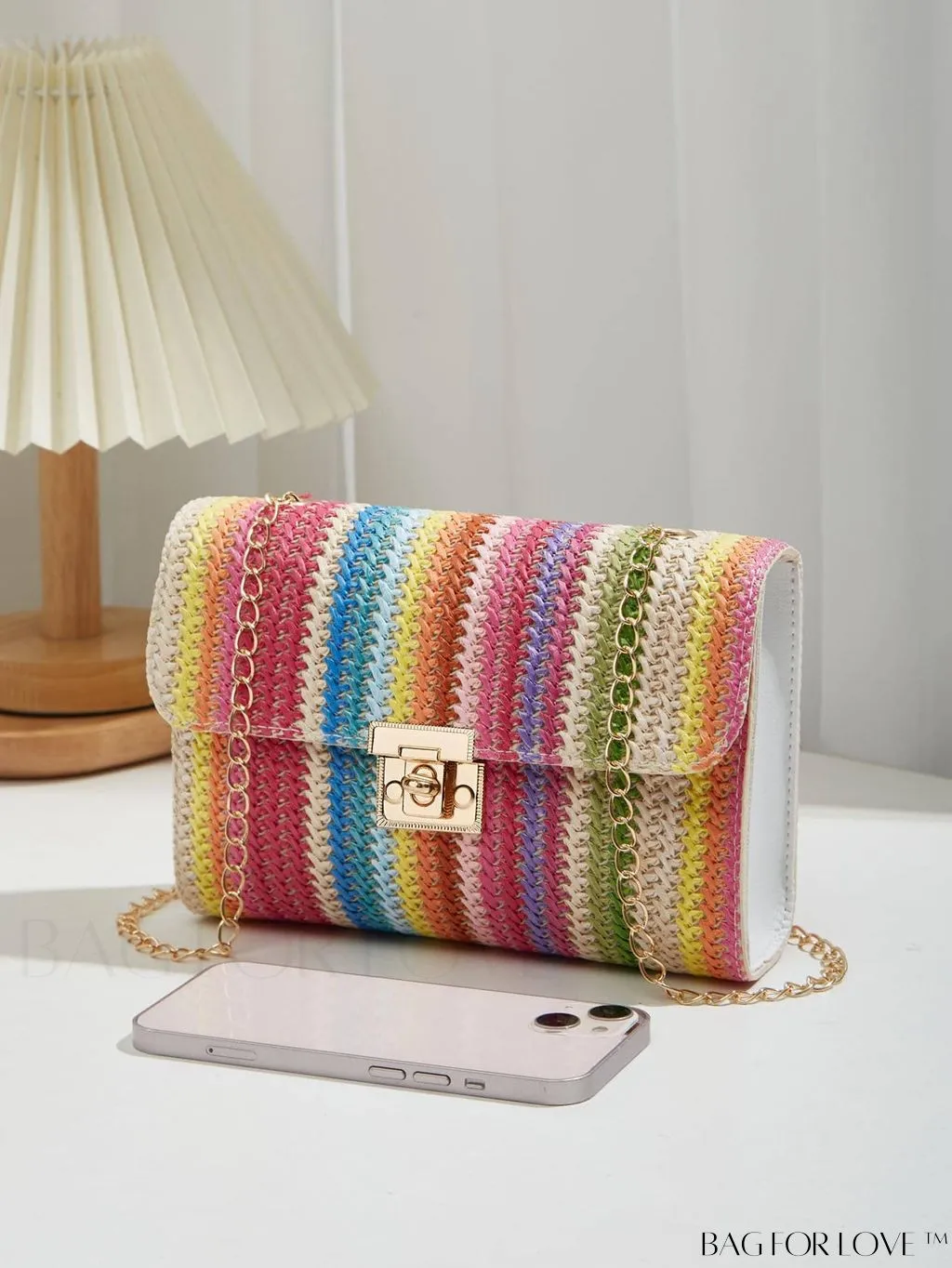 BagForLove - Compact PU Square Bag with Stitch Detail and Turn-lock Closure