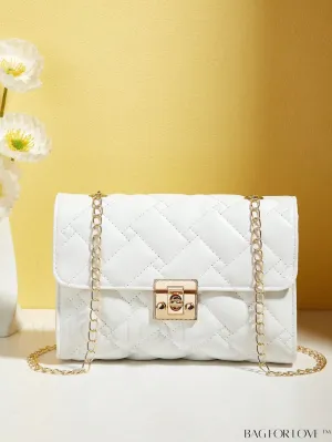 BagForLove - Compact PU Square Bag with Stitch Detail and Turn-lock Closure