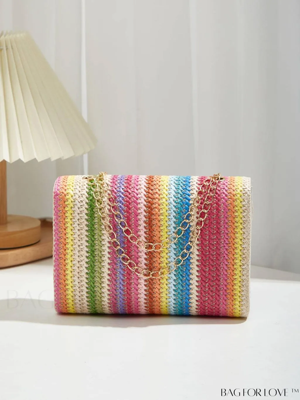 BagForLove - Compact PU Square Bag with Stitch Detail and Turn-lock Closure