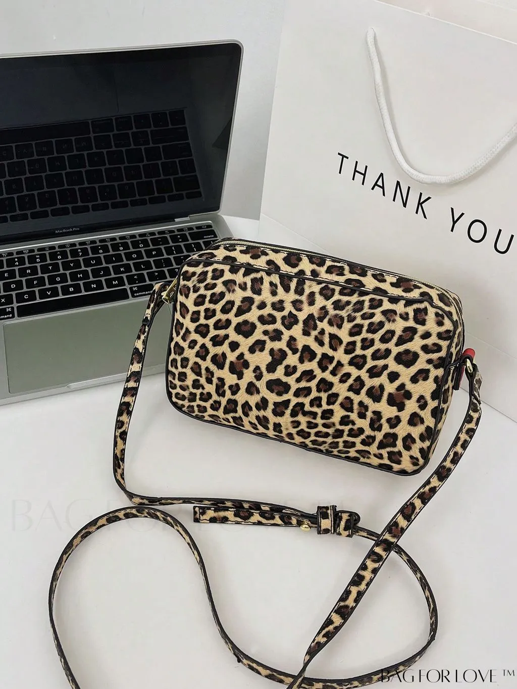 BagForLove - Leopard Print PU Square Bag with Zipper - Compact and Stylish