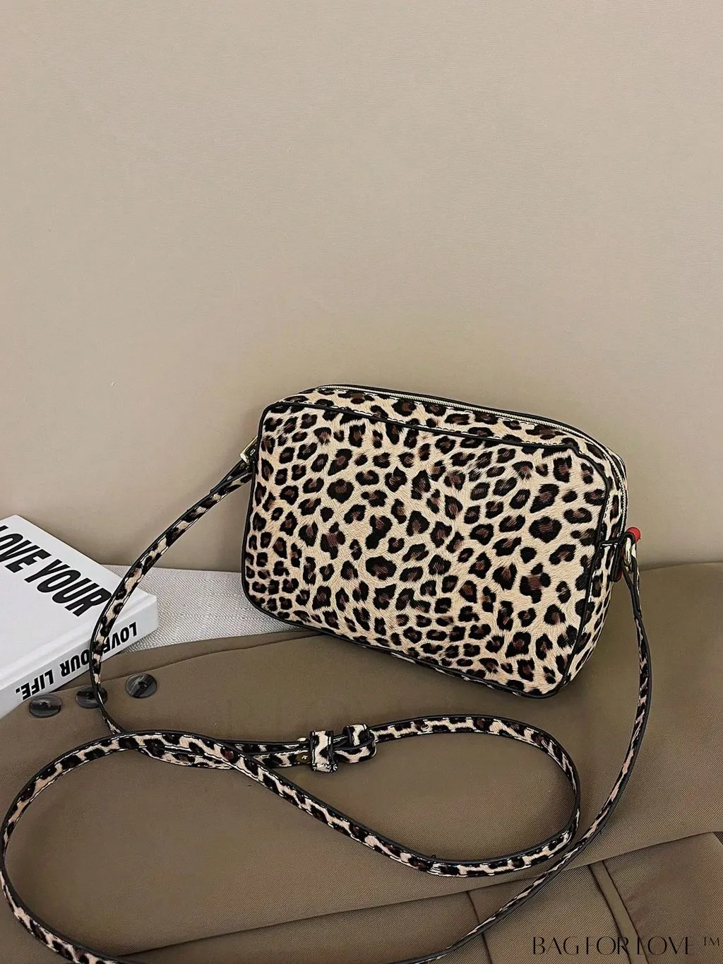 BagForLove - Leopard Print PU Square Bag with Zipper - Compact and Stylish