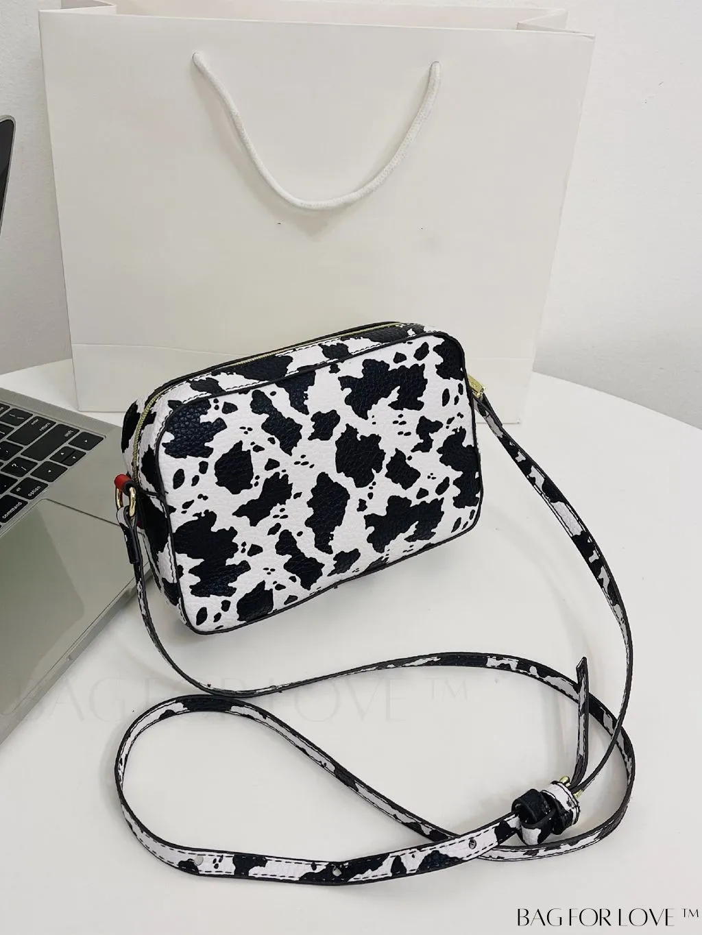 BagForLove - Leopard Print PU Square Bag with Zipper - Compact and Stylish