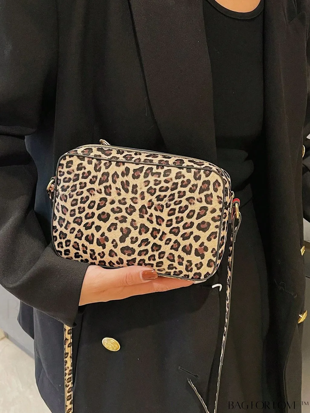 BagForLove - Leopard Print PU Square Bag with Zipper - Compact and Stylish