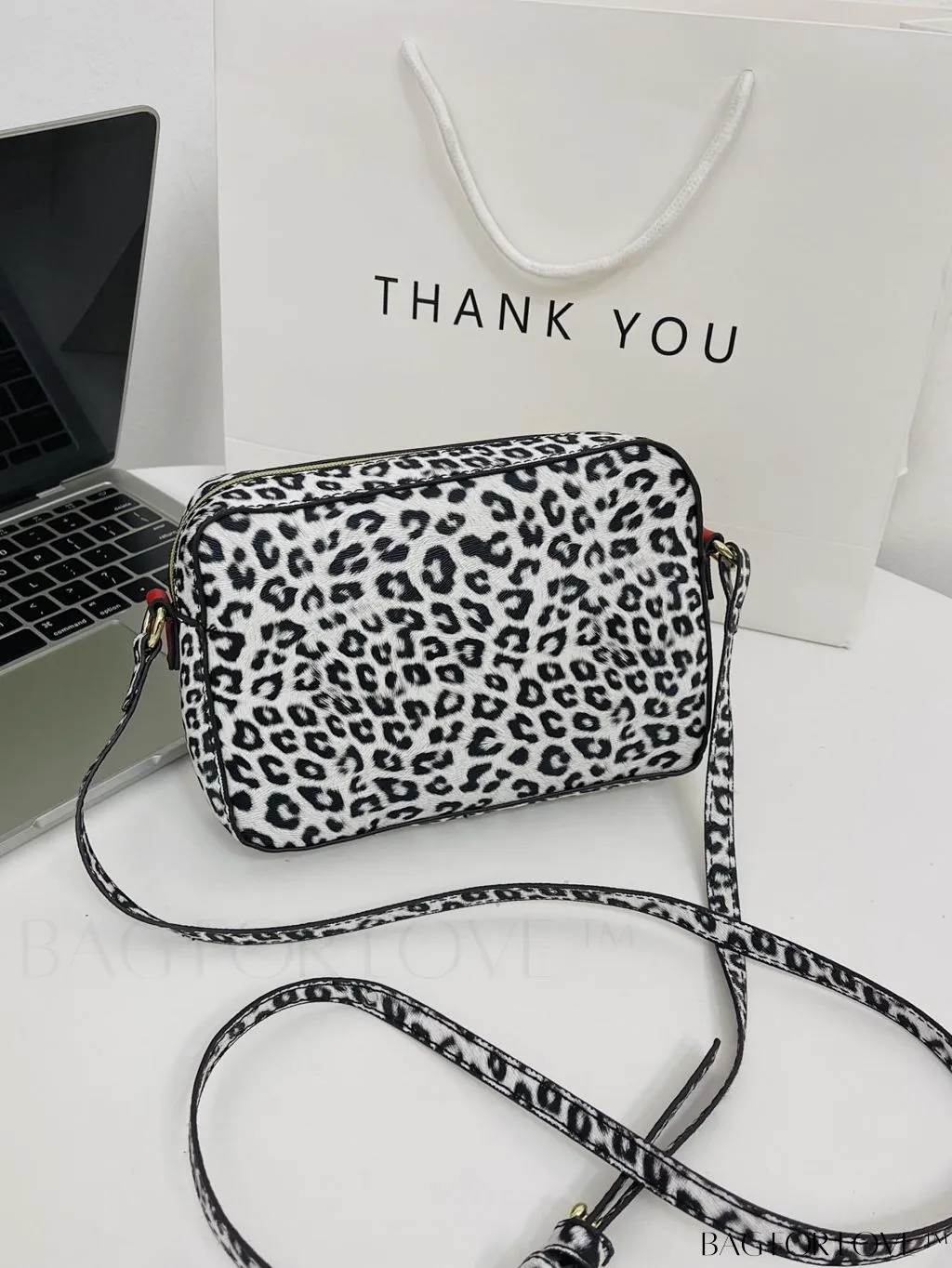 BagForLove - Leopard Print PU Square Bag with Zipper - Compact and Stylish
