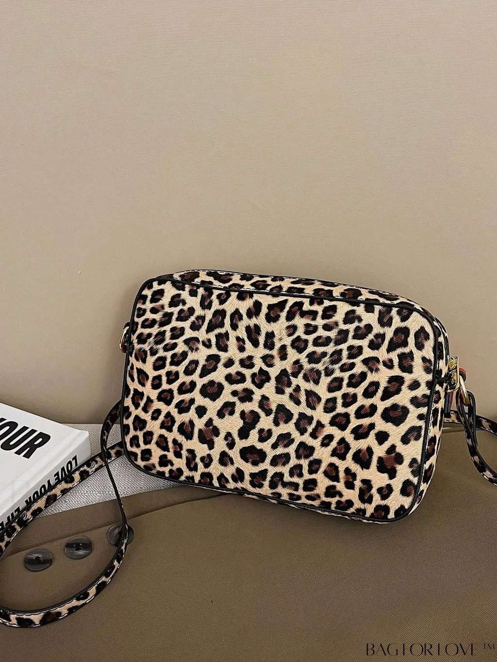BagForLove - Leopard Print PU Square Bag with Zipper - Compact and Stylish
