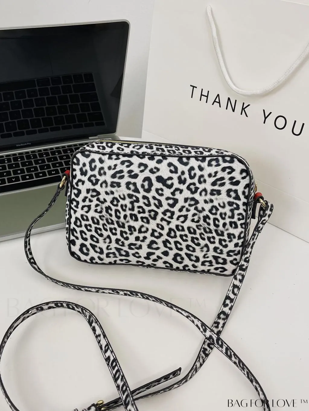 BagForLove - Leopard Print PU Square Bag with Zipper - Compact and Stylish