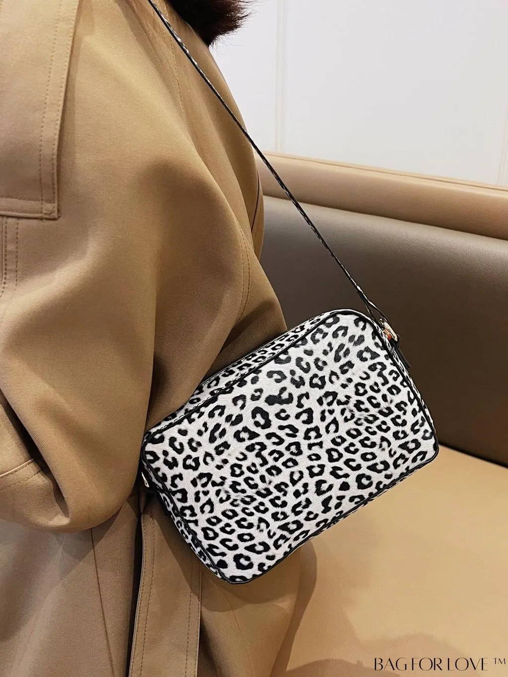 BagForLove - Leopard Print PU Square Bag with Zipper - Compact and Stylish